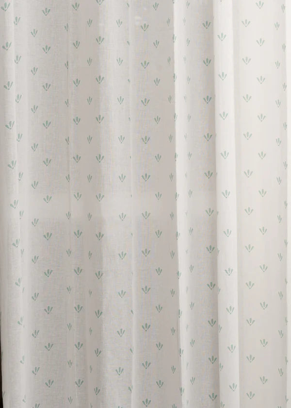 Aniseed Nile Blue 100% Cotton Sheer Printed Customizable blind for livingroom & Bedrooms-Light Filtering