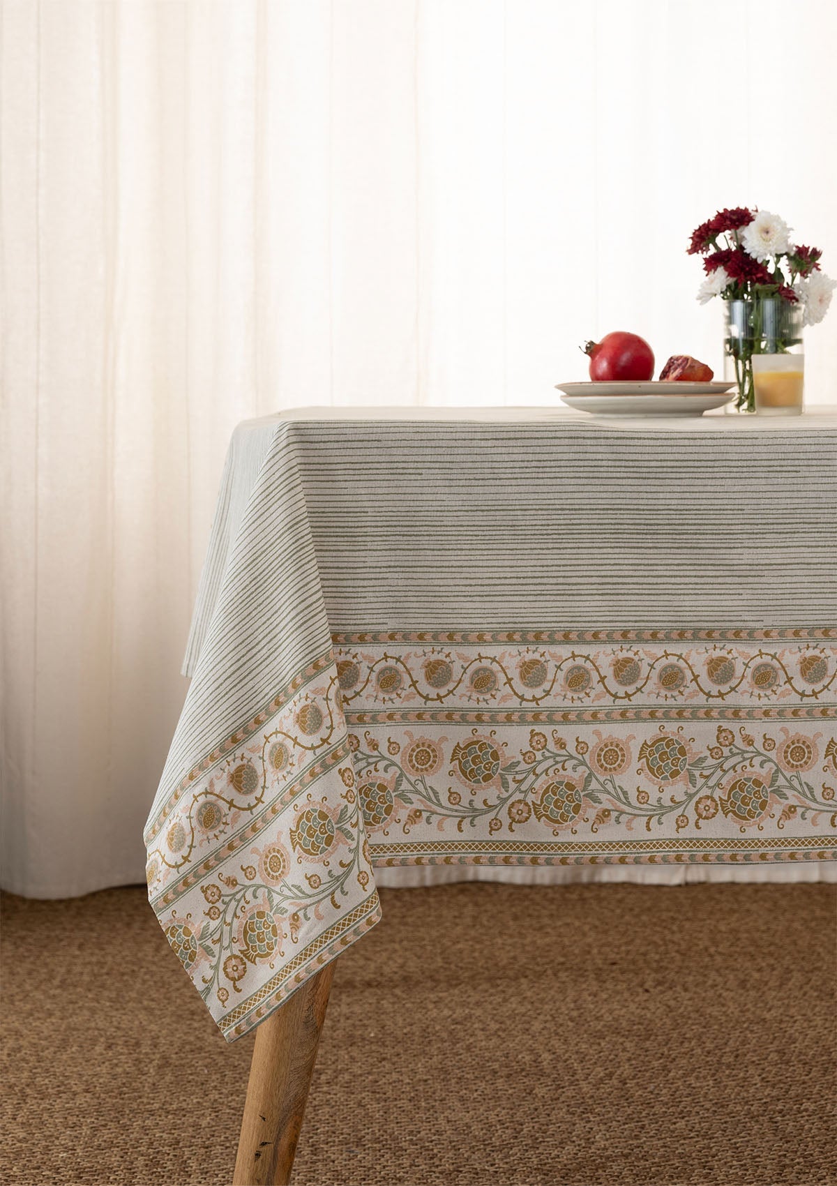 Anora Yellow 100% Cotton Printed Table Cloth