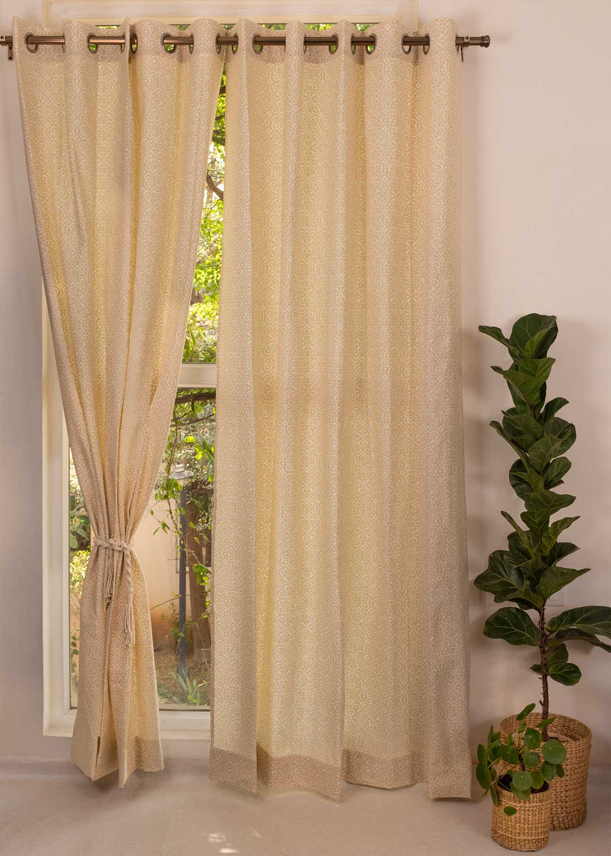 Antique Printed Cotton Curtain - Rose