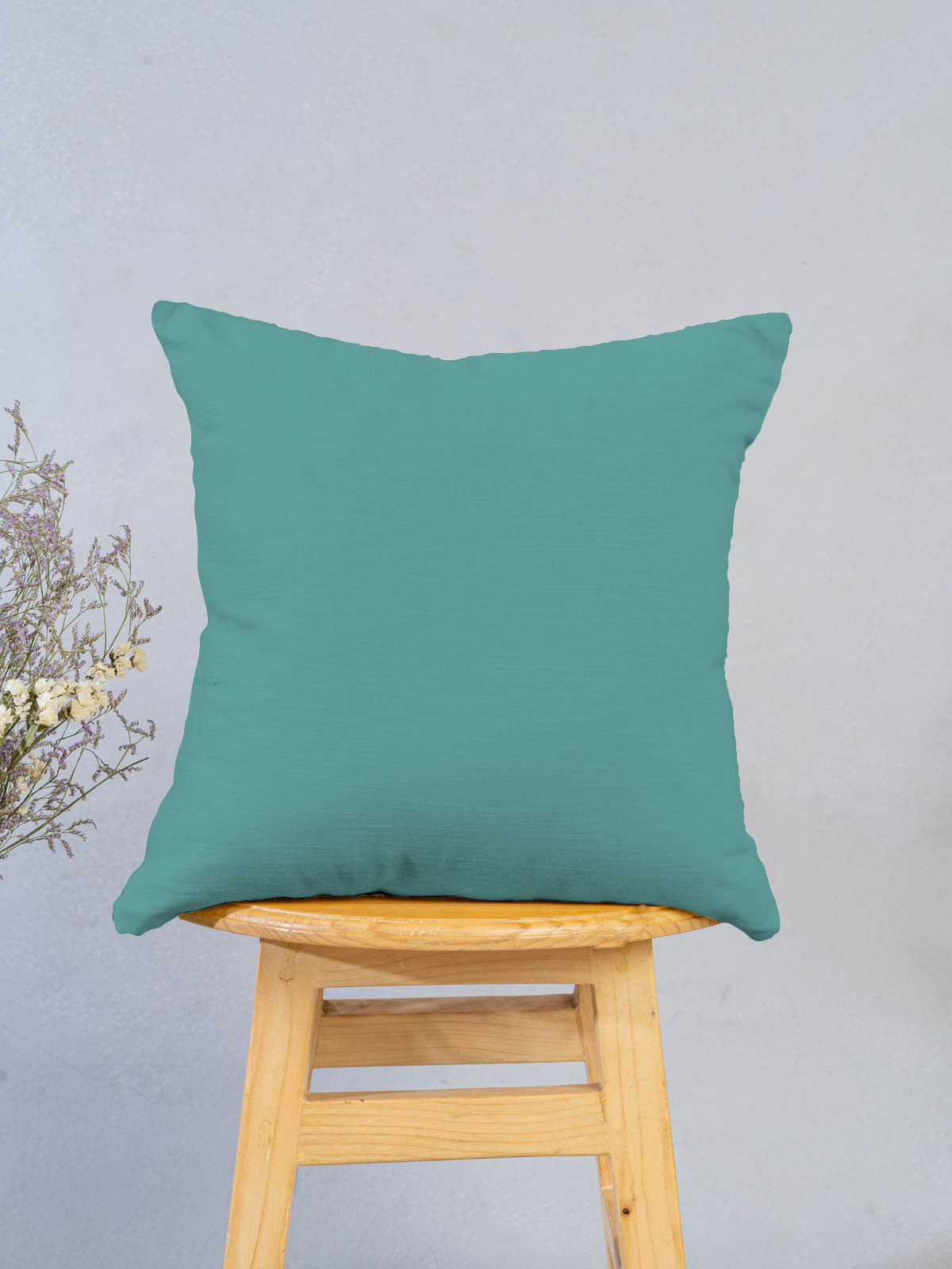 Solid aqua blue 100% cotton plain cushion cover for sofa