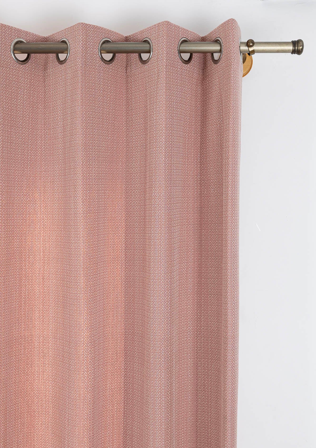 Ash Pink Textured 100% Cotton Curtain For Bedroom | Room Darkening | Single Piece