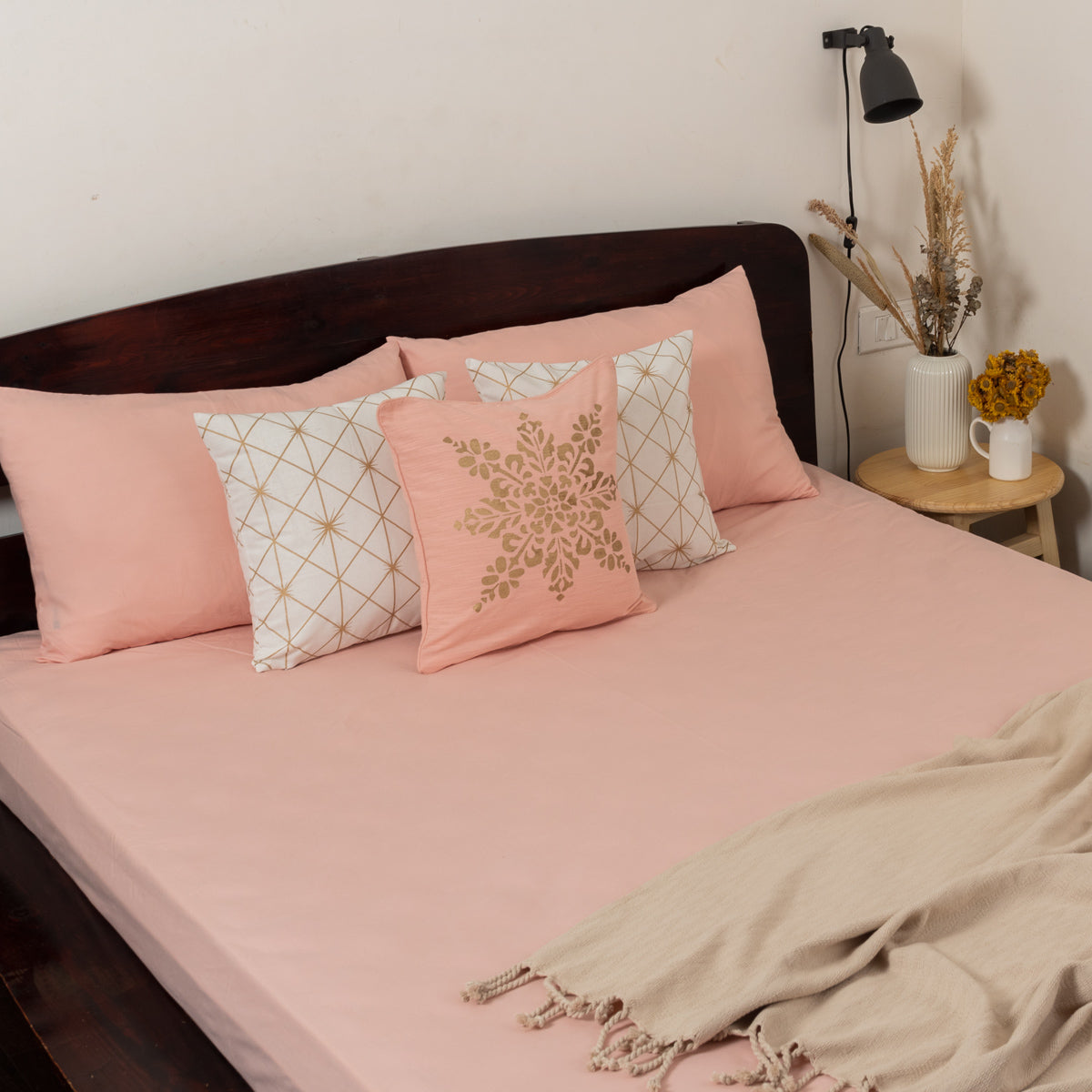 Solid Cotton Flat Sheet - Blush Pink