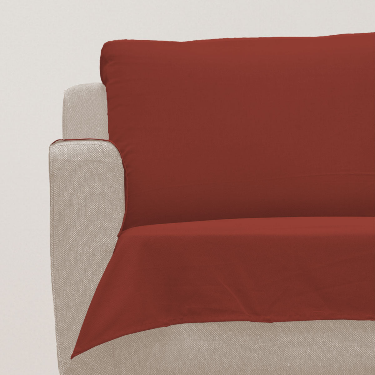 Solid Brick Red 100% Cotton plain Sofa cover