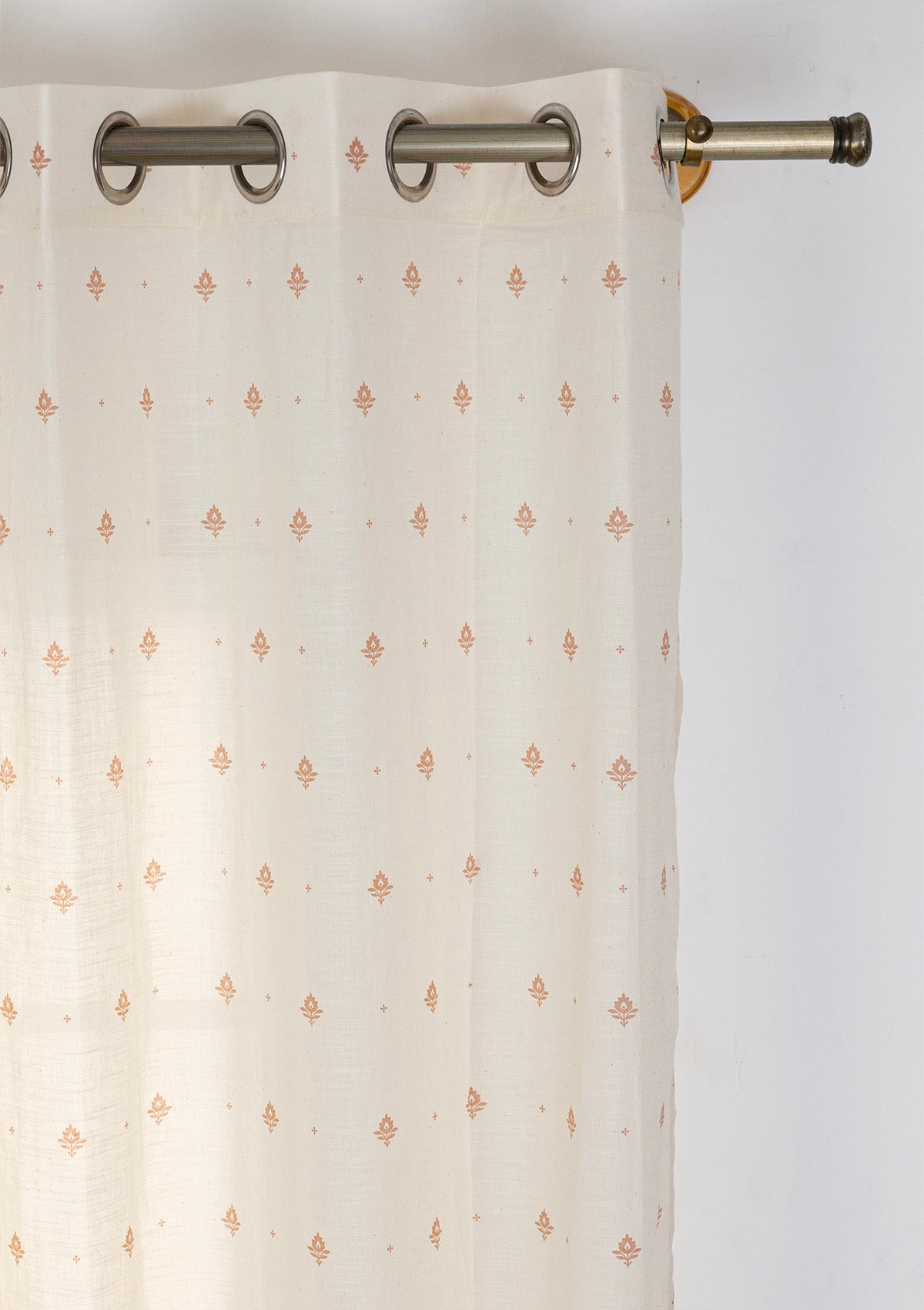 Cava Rust Minimal Printed 100% Cotton Sheer Curtain For Living Room | Light Reduction | Single Piece