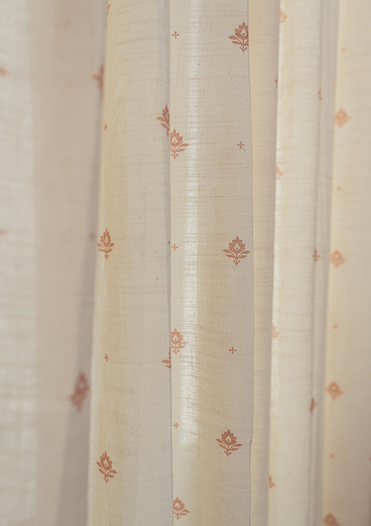 Cava Rust Minimal Printed 100% Cotton Sheer Curtain For Living Room | Light Reduction | Single Piece