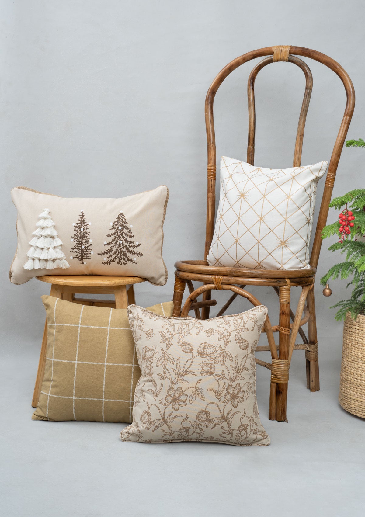 Christmas Forest Combo Cushion Cover Set - Multicolor