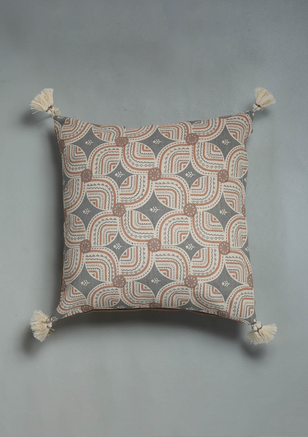 Claro Brown Geometric Printed 100% Cotton Cushion Cover For Sofa
