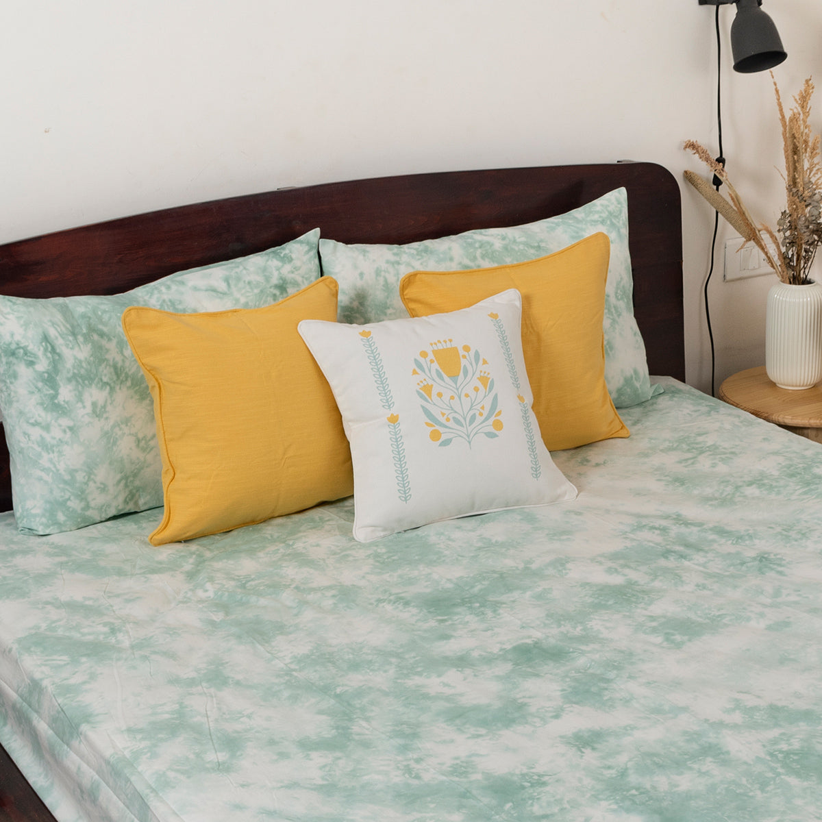 Cloud Printed Cotton Flat Sheet - Nile Blue