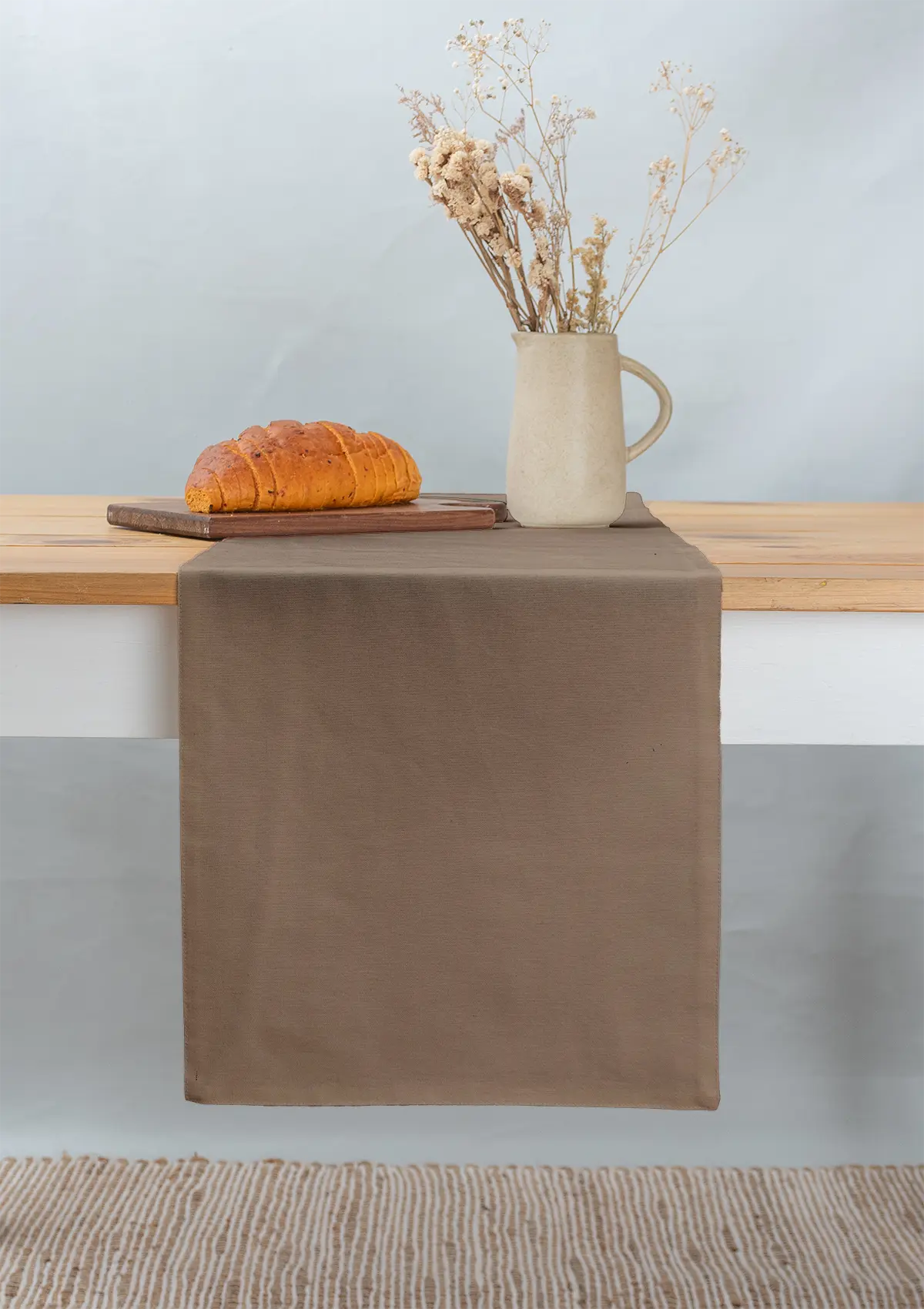 Solid 100% cotton customizable table Runner for dining - chocolate brown