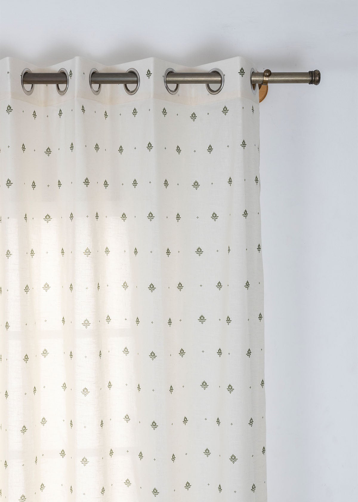 Kolam Printed Cotton Light Reduction & Cava Printed Sheer Light Filtering | Pepper Green | 100% Cotton for Living Room & Bedroom | Minimal | Combo Curtains | Pack of 4