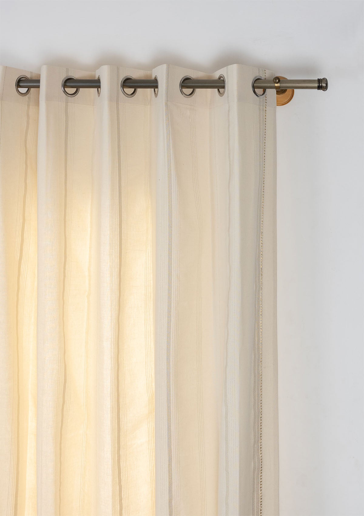 Daaram Textured Cotton Zari Blend Light Reduction & Husk Stripped Linen Textured Sheer Light Filtering | Gold & Beige | 100% Cotton for Living Room & Bedroom | Neutral | Combo Curtains | Pack of 4