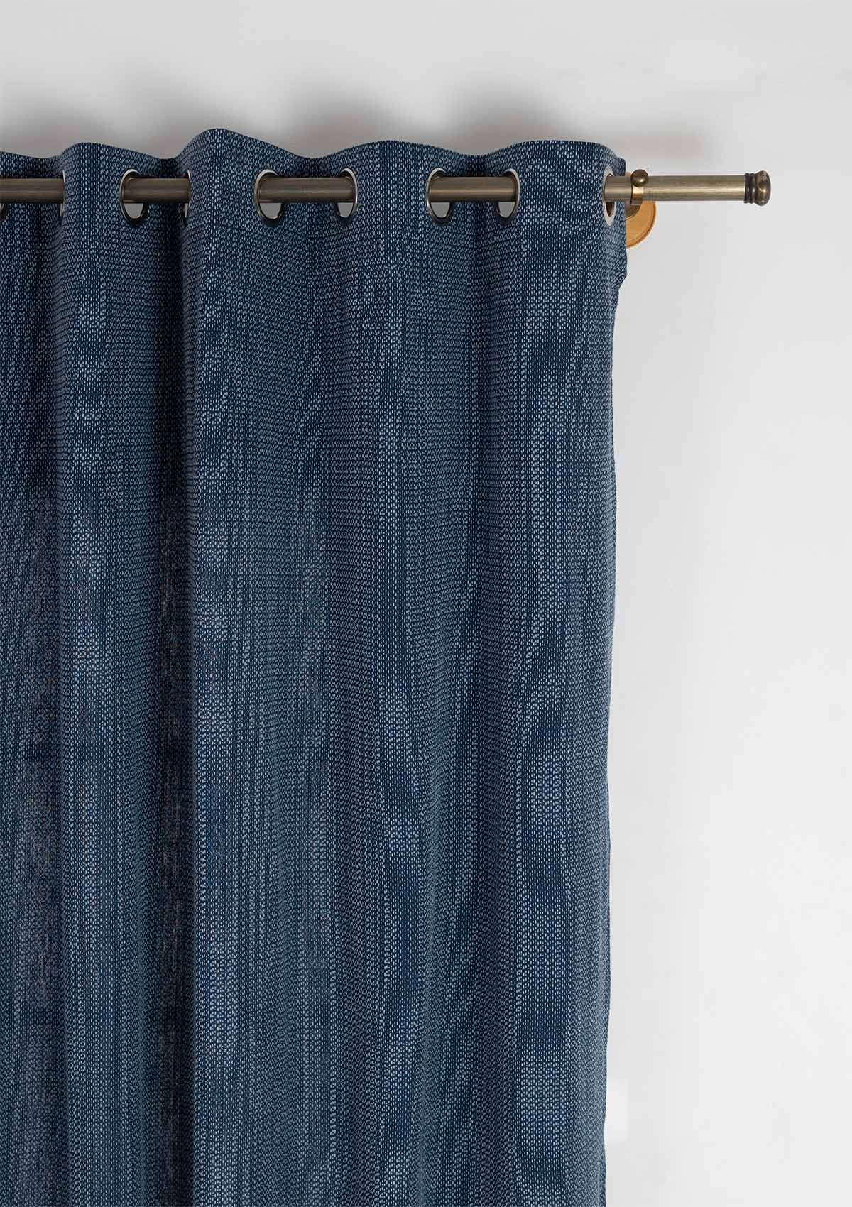 Pacific Textured Cotton Room Darkening & Ira Embroidered Sheer Light Filtering | Pink & Blue | 100% Cotton for Living Room & Bedroom | Ethnic | Combo Curtains | Pack of 4
