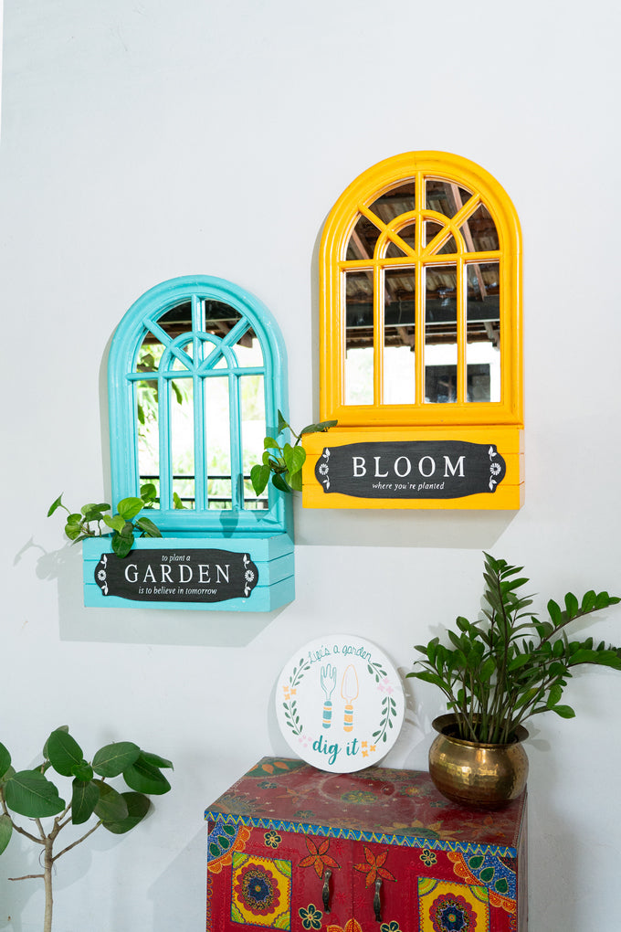 Elysian Arched Mirror Garden Frame with Basket - Set of 2