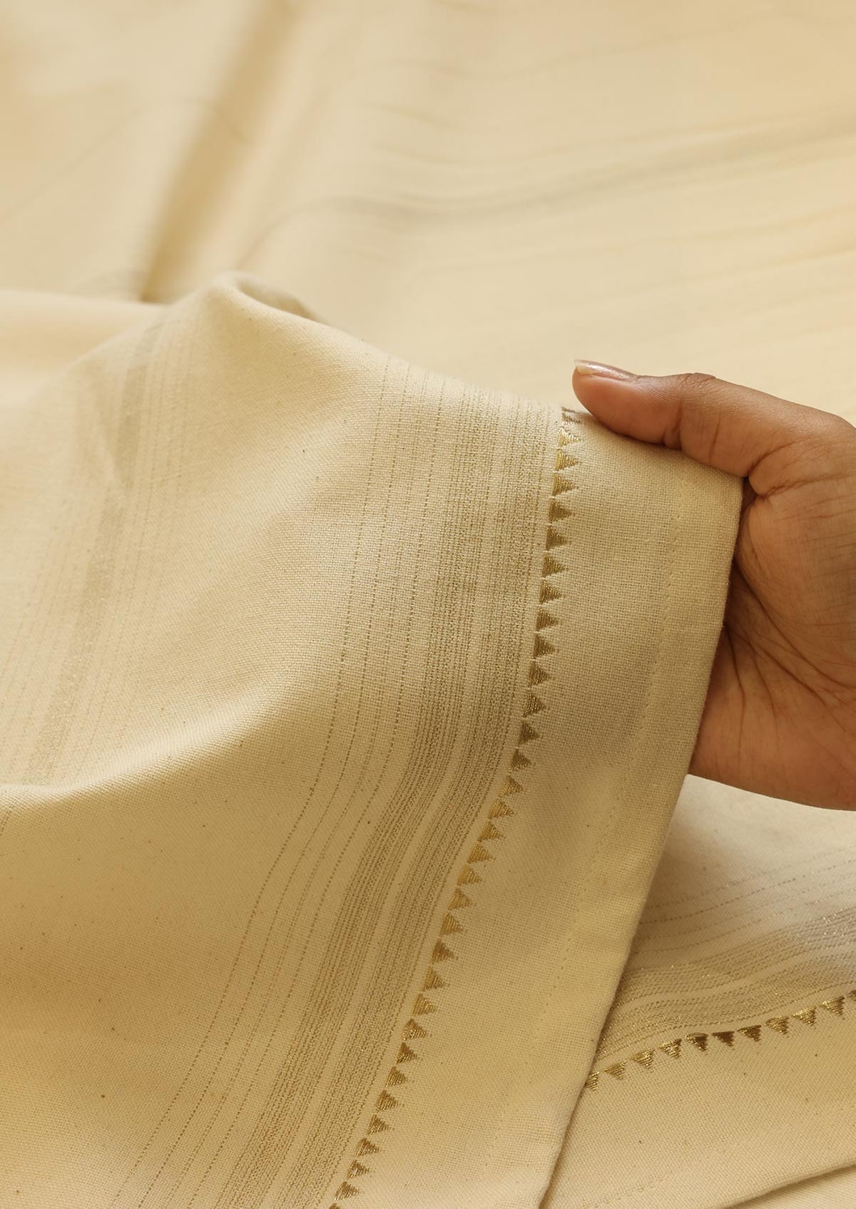 Daaram Gold & Beige | 100% Cotton Woven Textured | Light Reduction Fabric