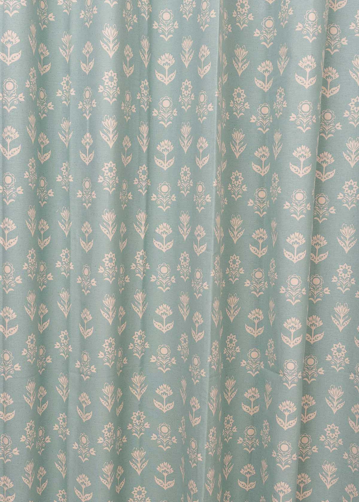 Dahlia printed cotton Fabric - Nile Blue