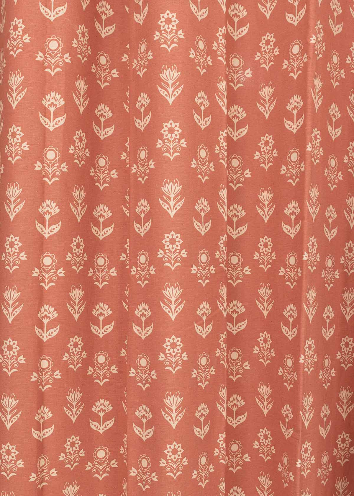 Dahlia Printed Cotton Curtain - Rust
