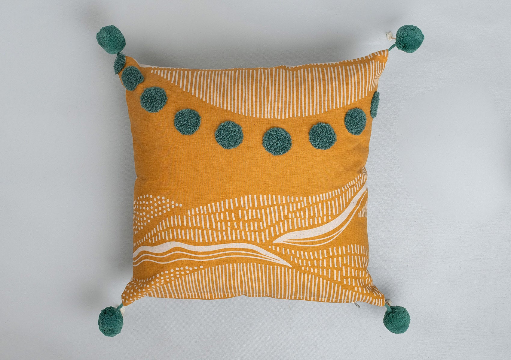 Dawn 100% cotton boho cushion cover for sofa - Mustard