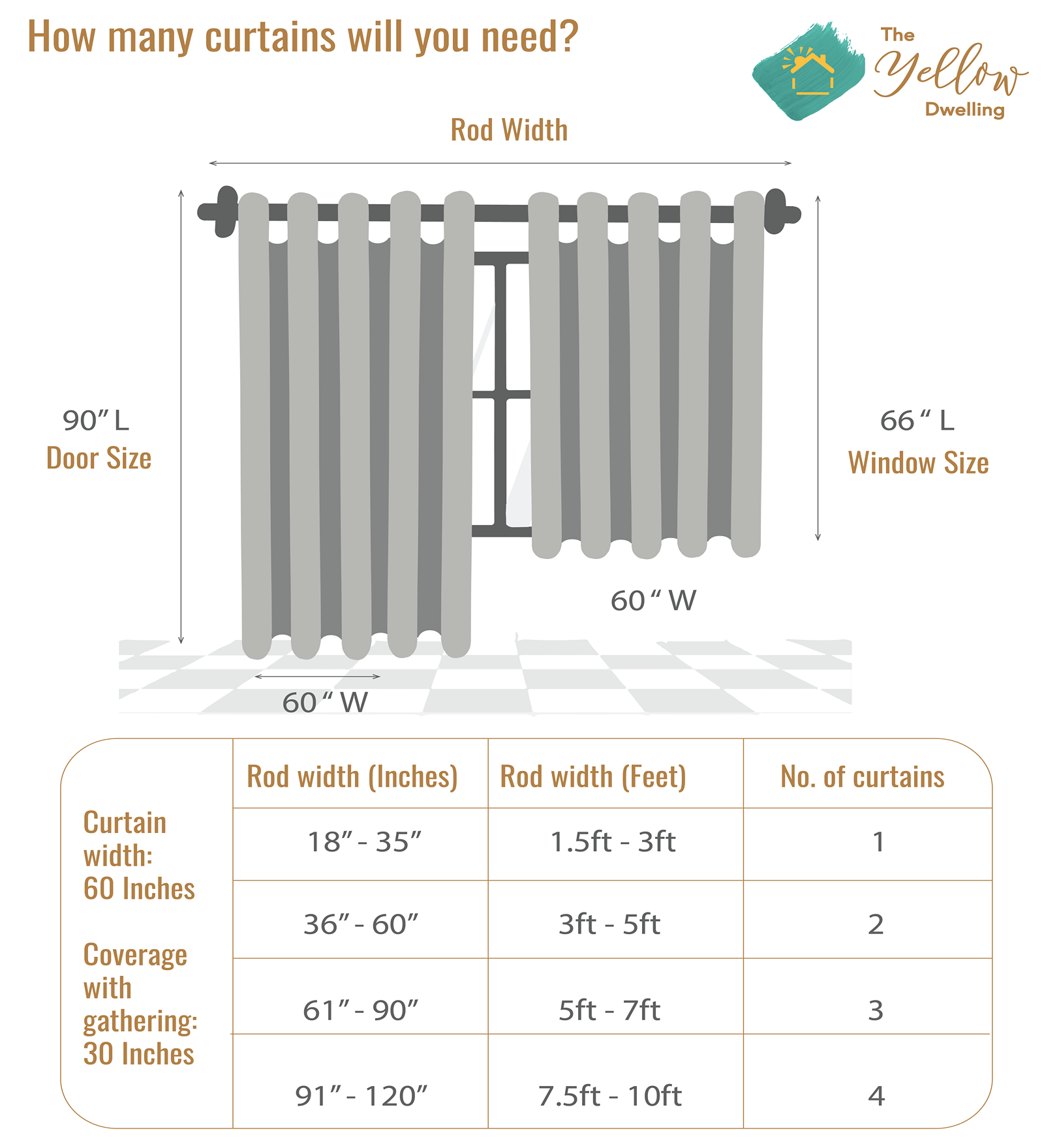 Calico Printed Sheer Curtain - Amber