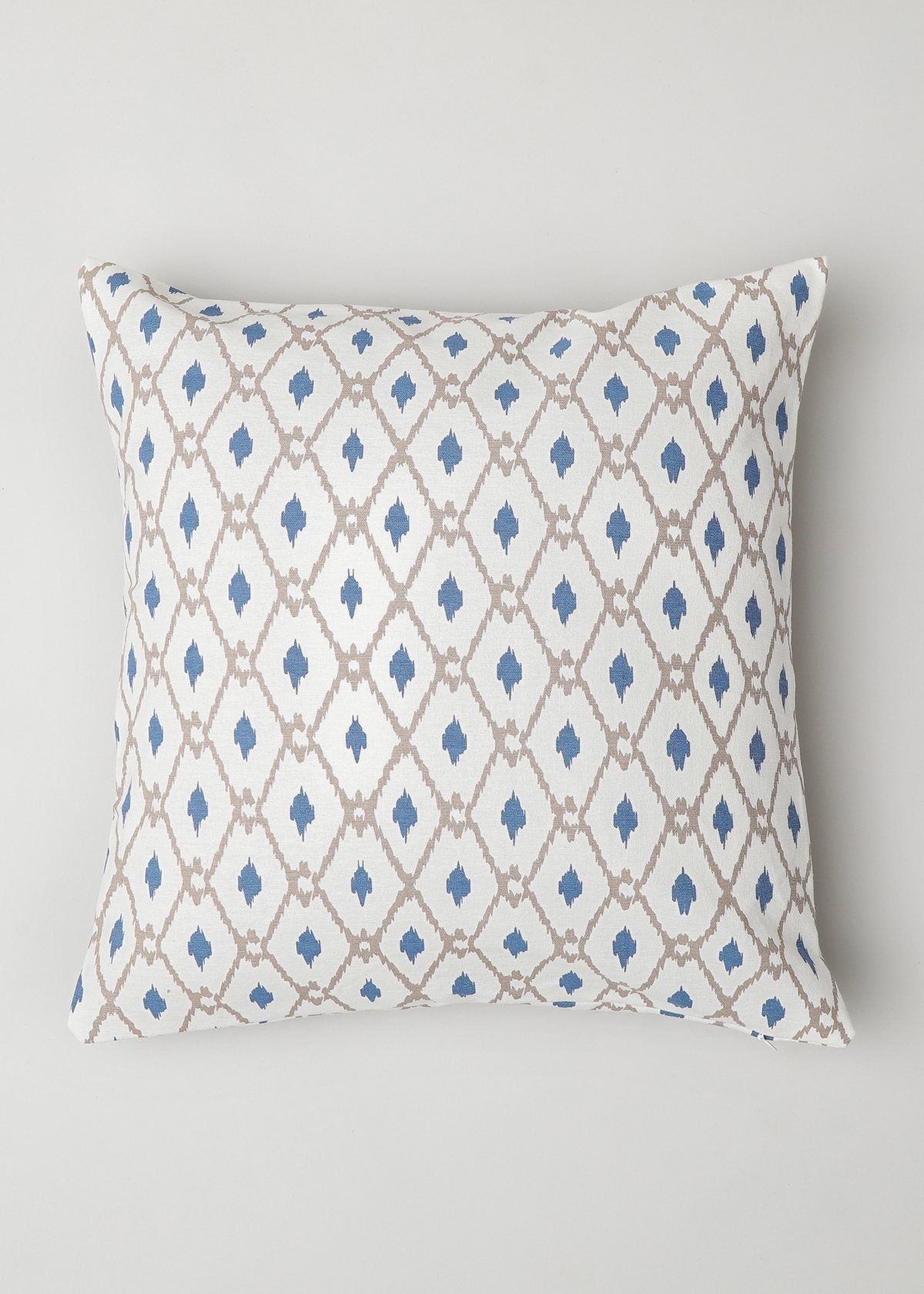 Diamond Yard 100% cotton geometric cushion cover for sofa - White & Blue