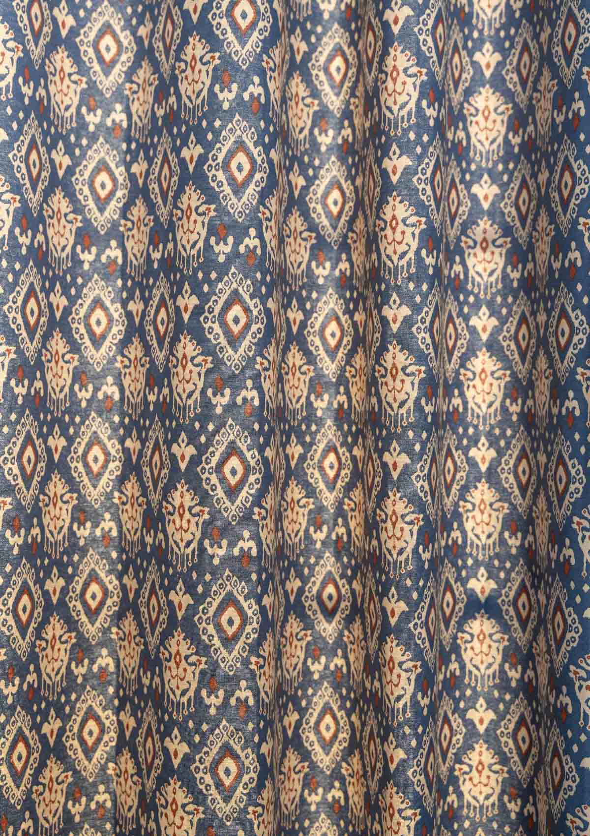 Durbar Ikat Geometric Printed 100% Cotton Fabric for Living Room and Bedroom - Room Darkening - Multicolor