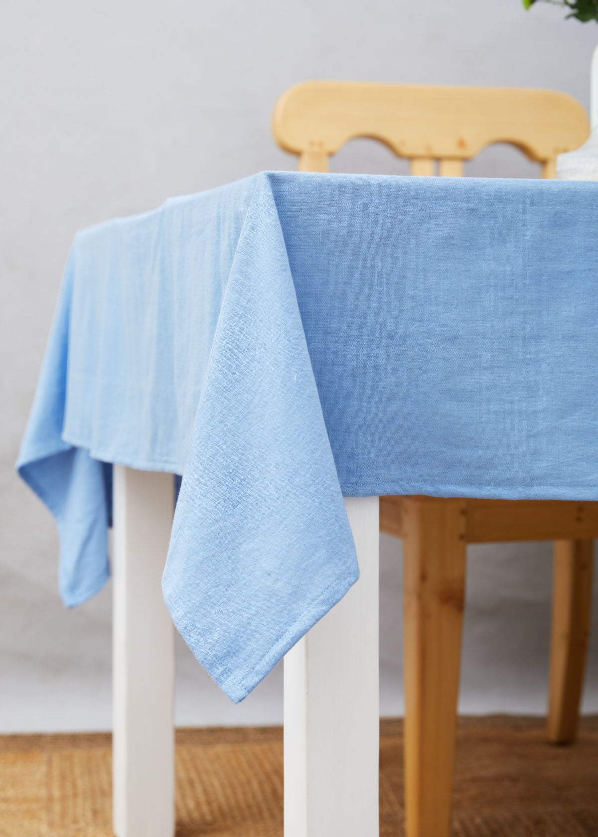Solid Powder Blue 100% cotton plain table cloth for 4 seater or 6 seater dining