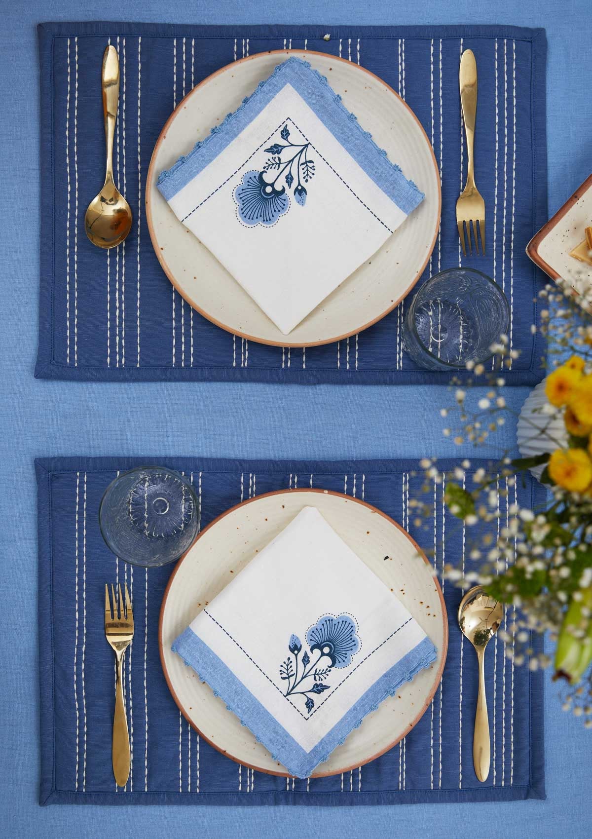 Dyed Linen Table Cloth - Powder Blue