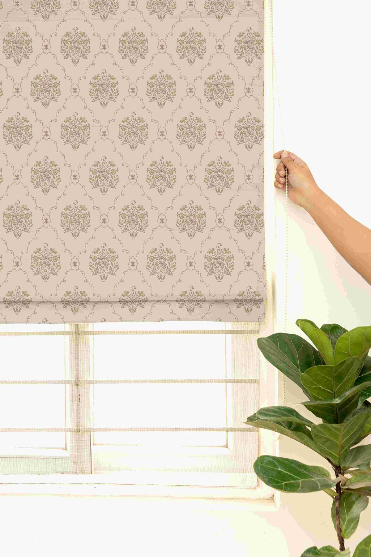Fable 100% Customizable Cotton floral blind for living room - Room darkening - Front View