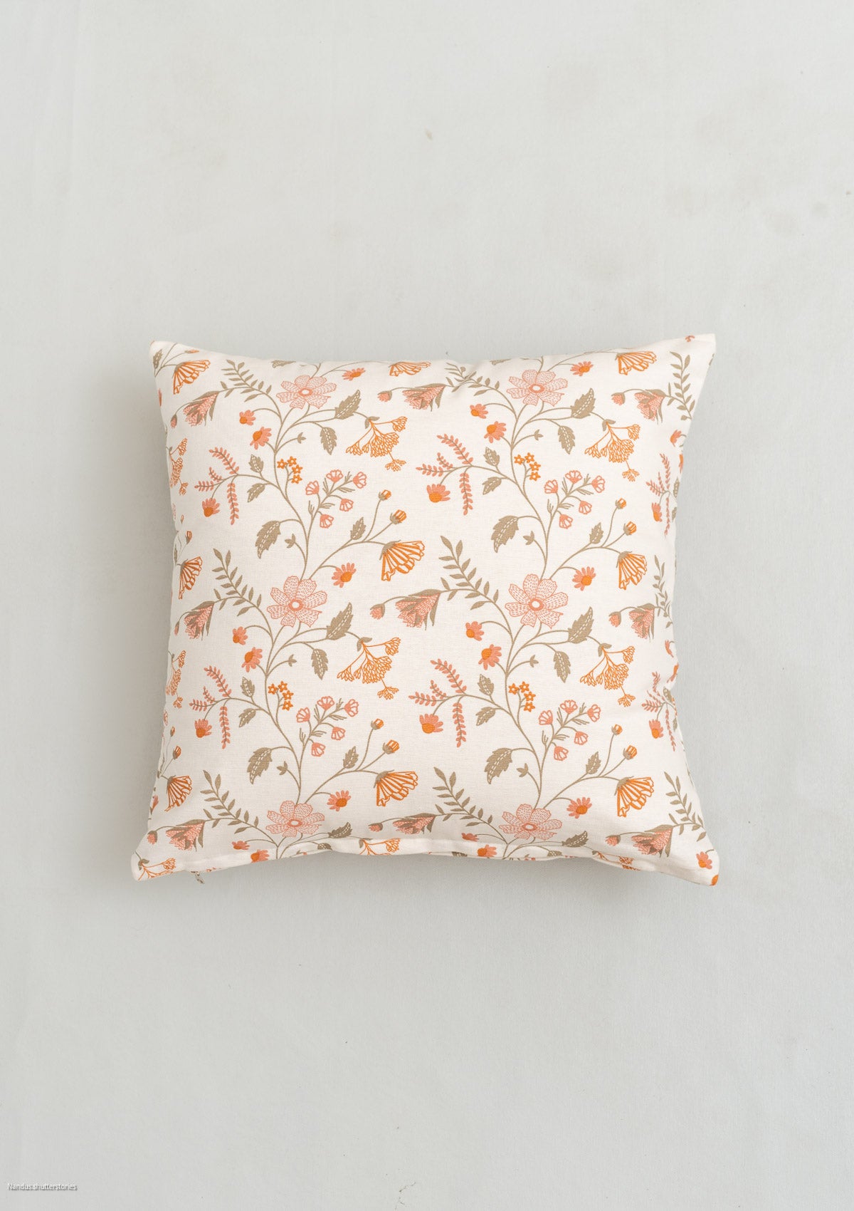 Forest bloom 100% cotton floral cushion cover for sofa - Orange