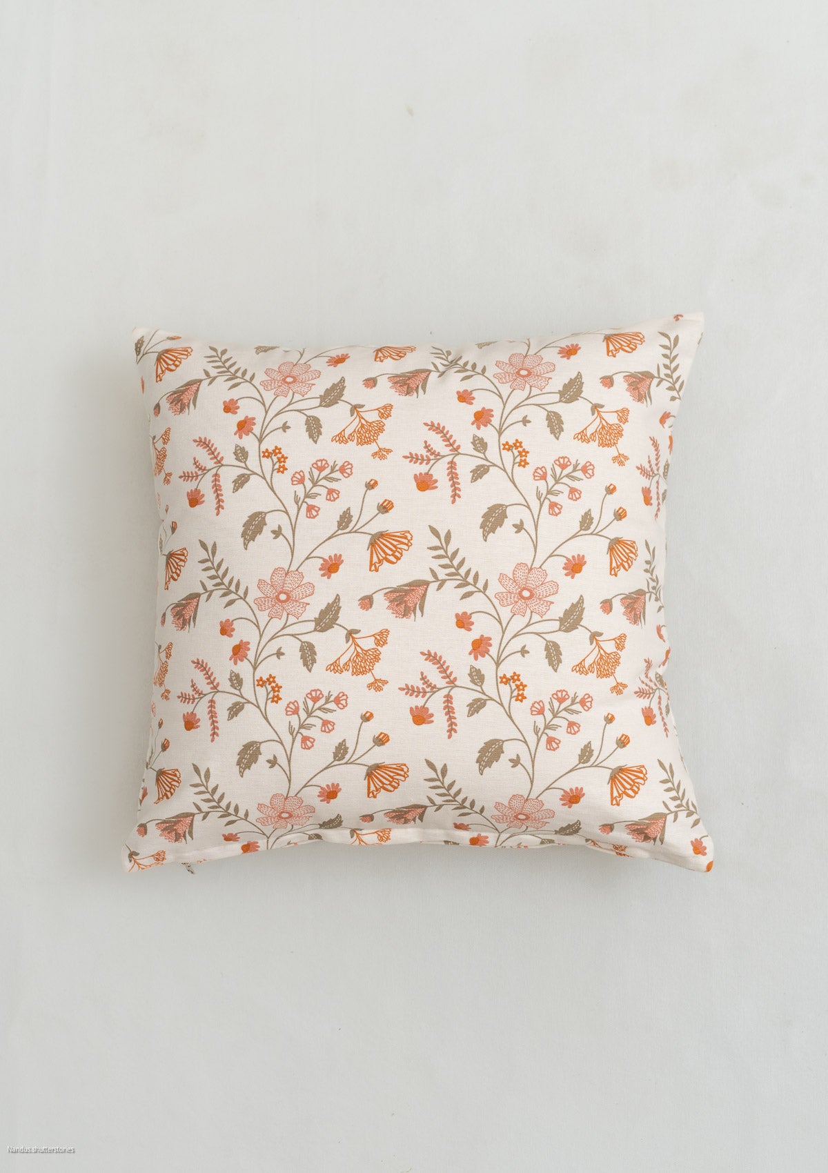 Lush 100% cotton embroidered floral cushion cover combo set for sofa - Orange and Green