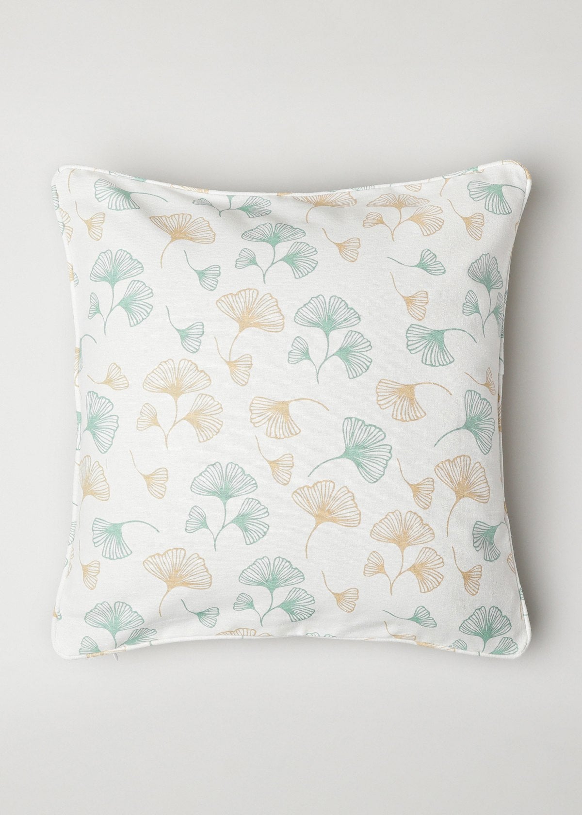 Gingko Printed 100% cotton floral cushion cover for sofa - Nile Blue