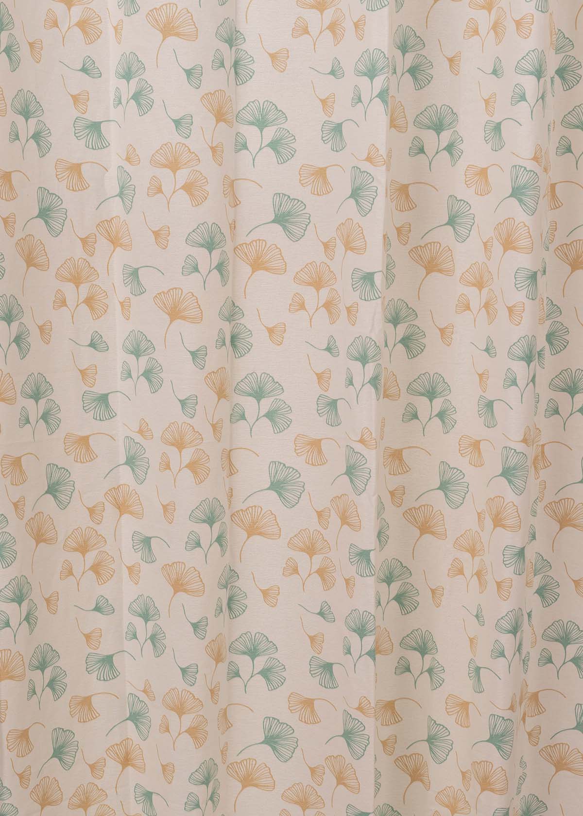 Gingko Printed Cotton Curtain - Nile Blue
