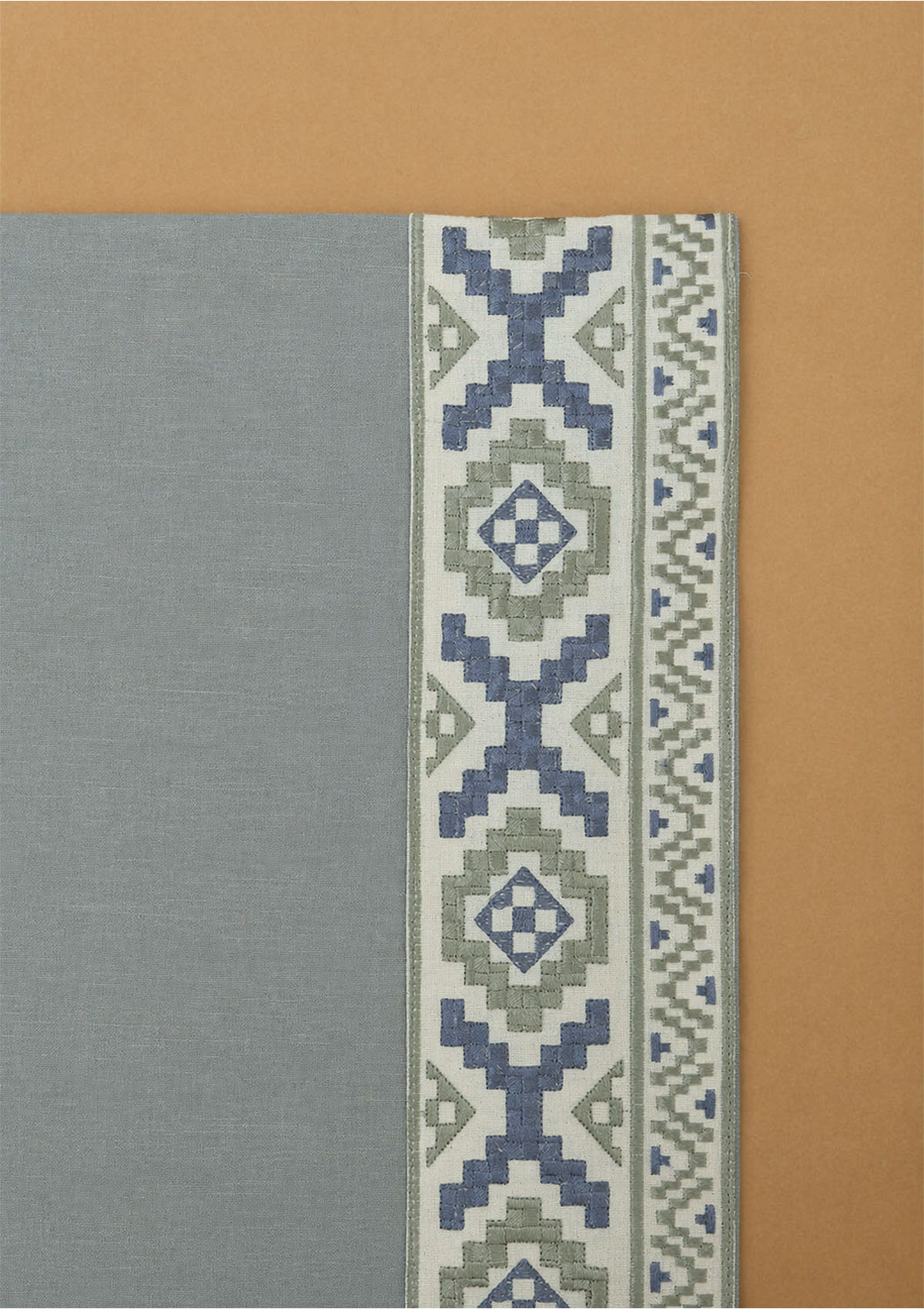 Glen Basil Green Embroidered Trim 100% Cotton Curtain For Living Room | Room Darkening | Single Piece