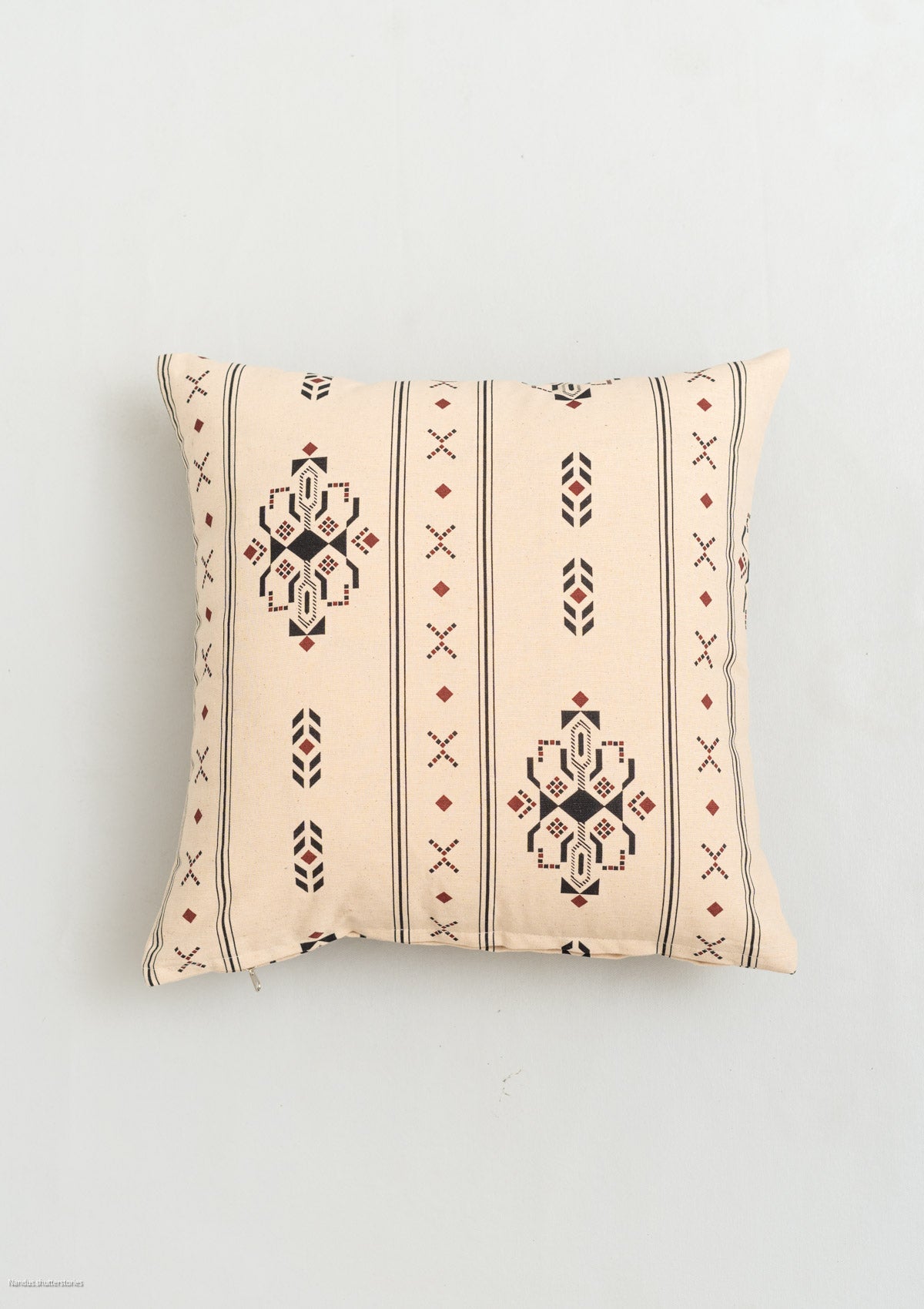 Folk 100% cotton boho geometric cushion cover combo set for sofa- Black and off- white