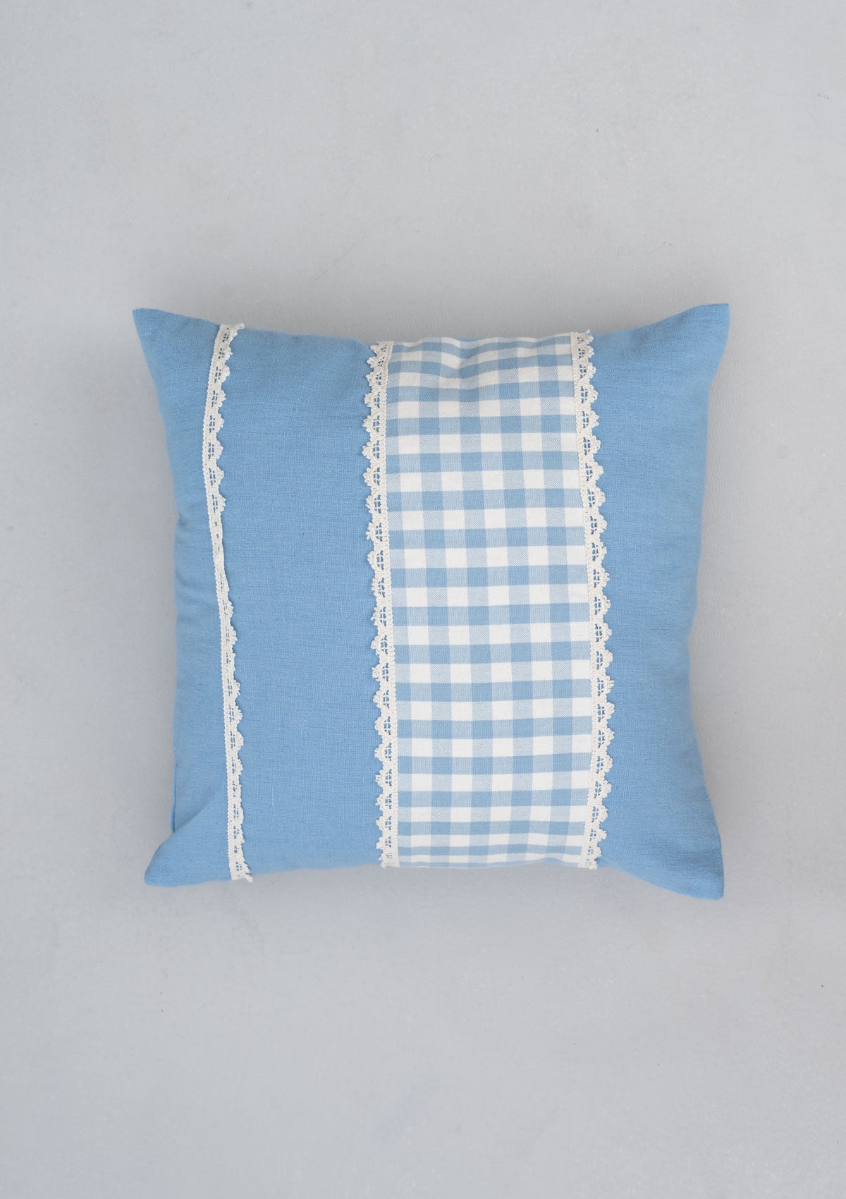 Heirloom 100% cotton embroidered decorative cushion cover for sofa - Powder Blue