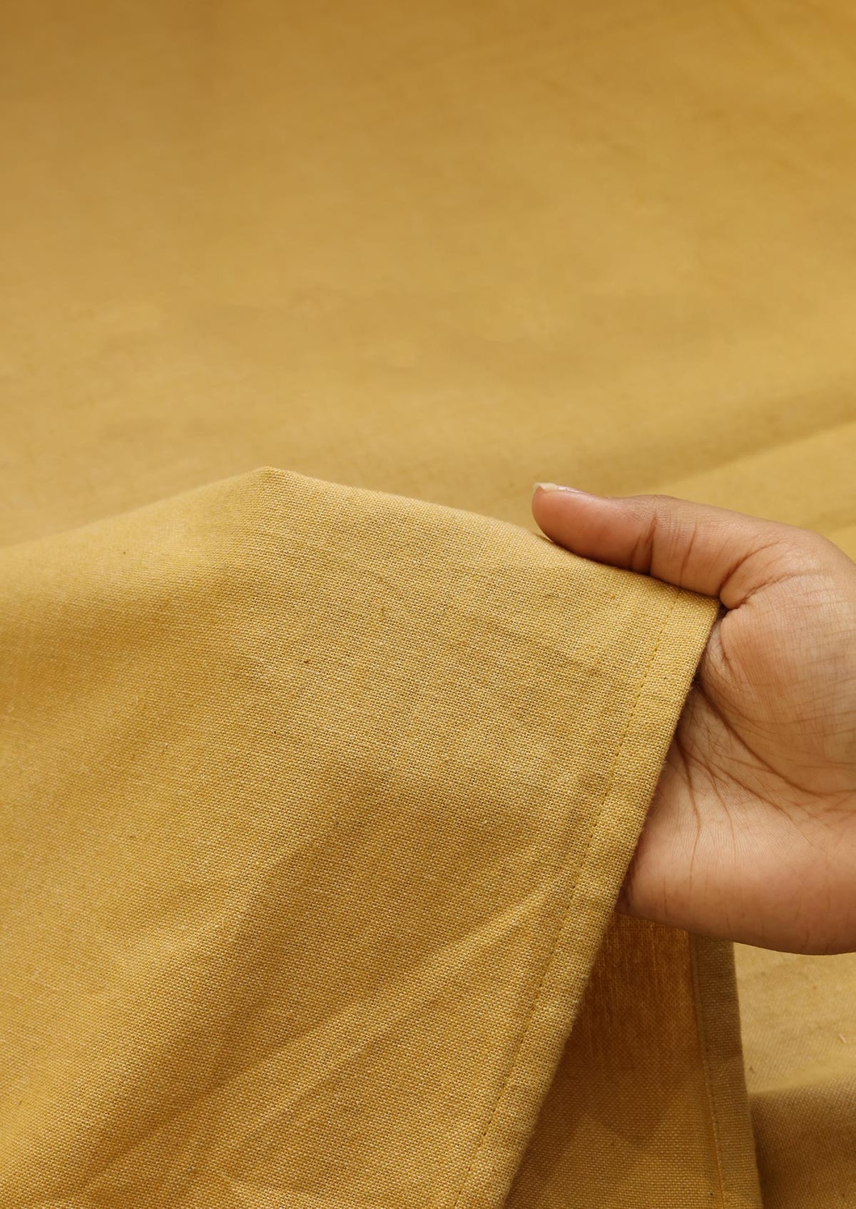Honey yellow | Linen Cotton Blend Woven Textured | Room Darkening Fabric