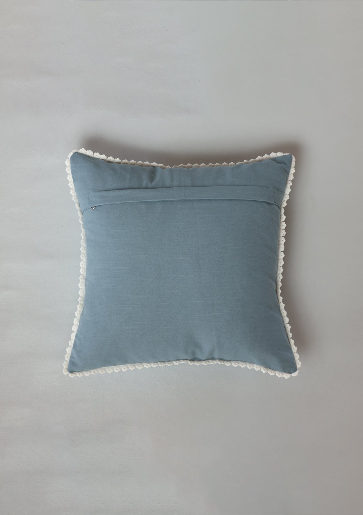 Ivan Blue | Foil Silver Printed Floral |100% Cotton Cushion Cover For Sofa
