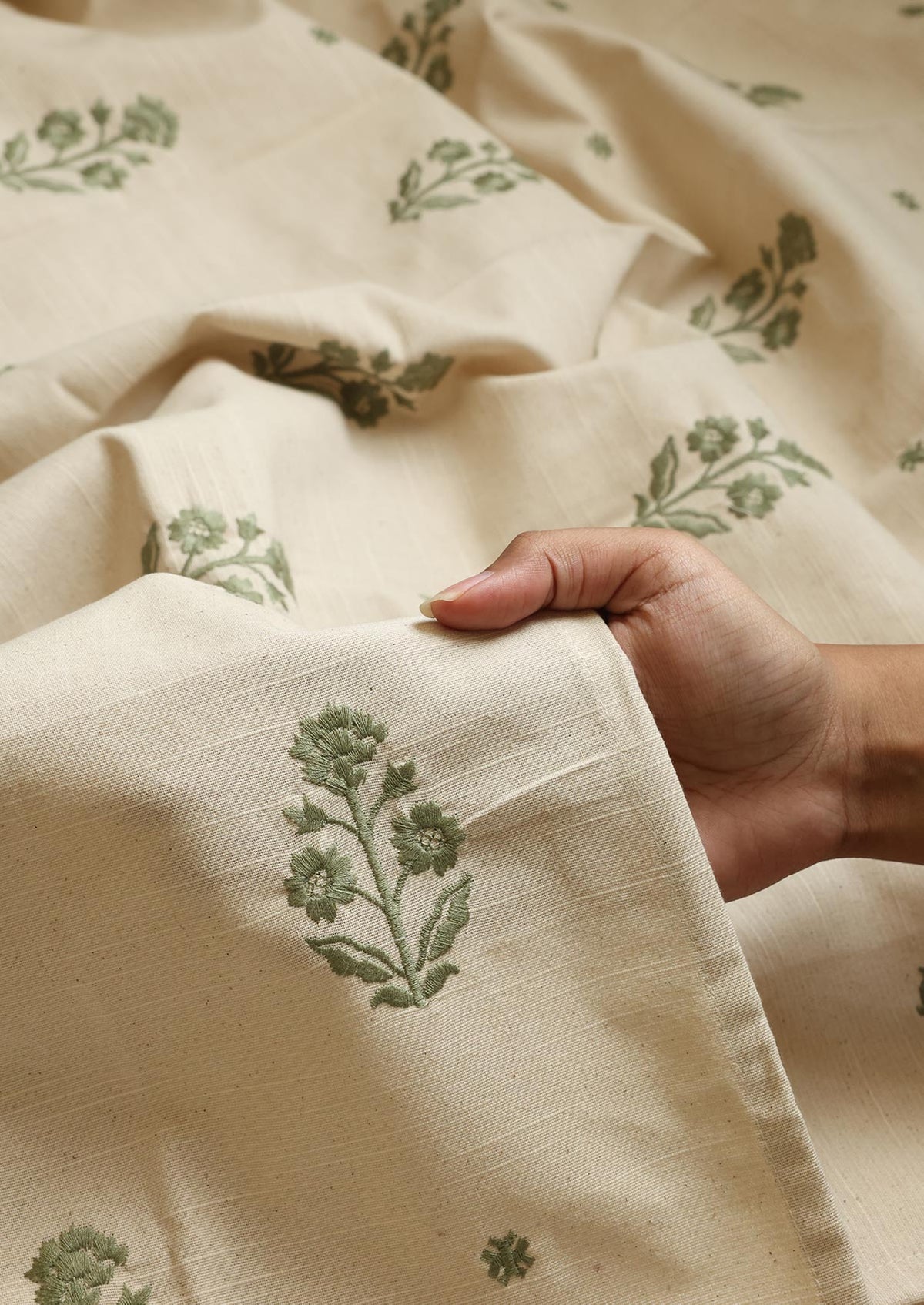 Juhi Green | 100% Cotton Embroidered | Light Reduction Fabric