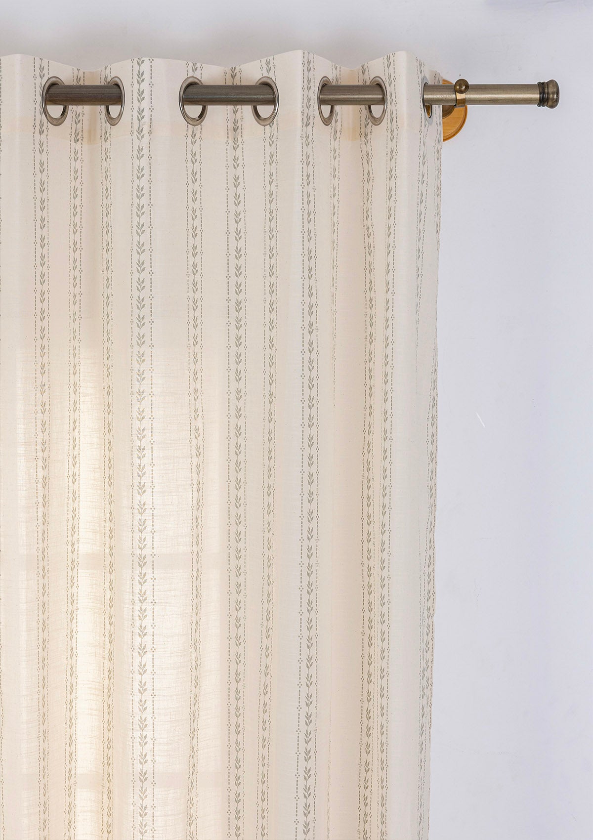 Juniper Green Floral Printed 100% Cotton Sheer Curtain For Living Room | Light Reduction | Single Piece