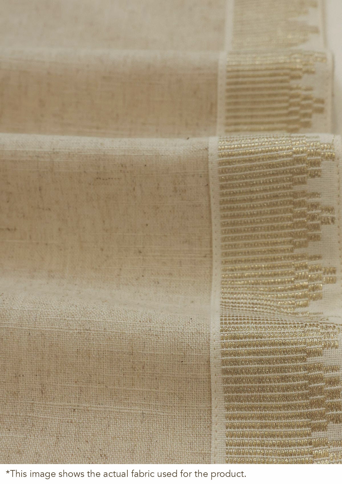 Kinari Solid Linen Beige & Gold Ethnic Linen Cotton Blend Textured Blind For Livingroom / Bedroom | Light Reduction