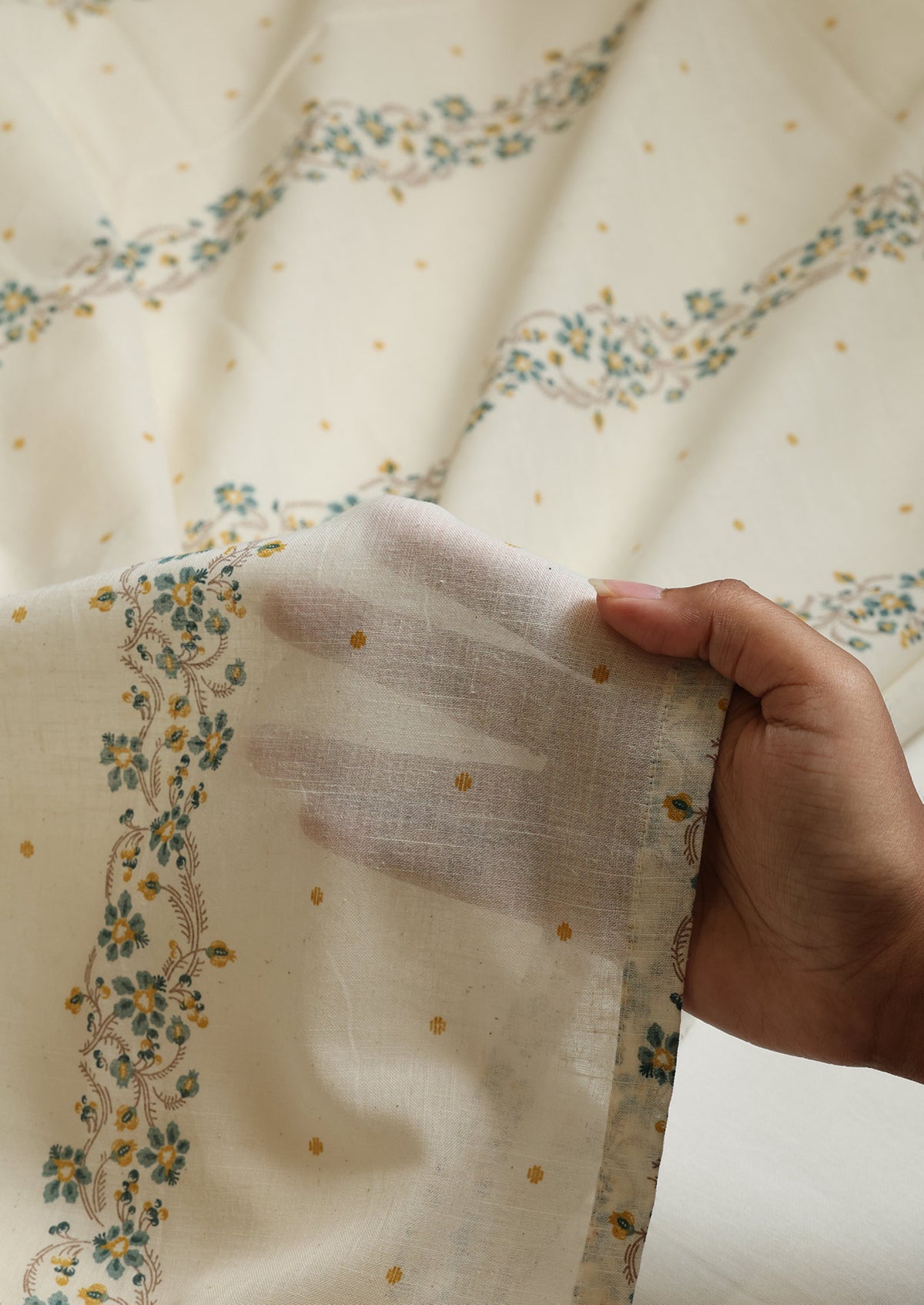 Kodi Teal | 100% Cotton Sheer Printed | Light Filtering Fabric