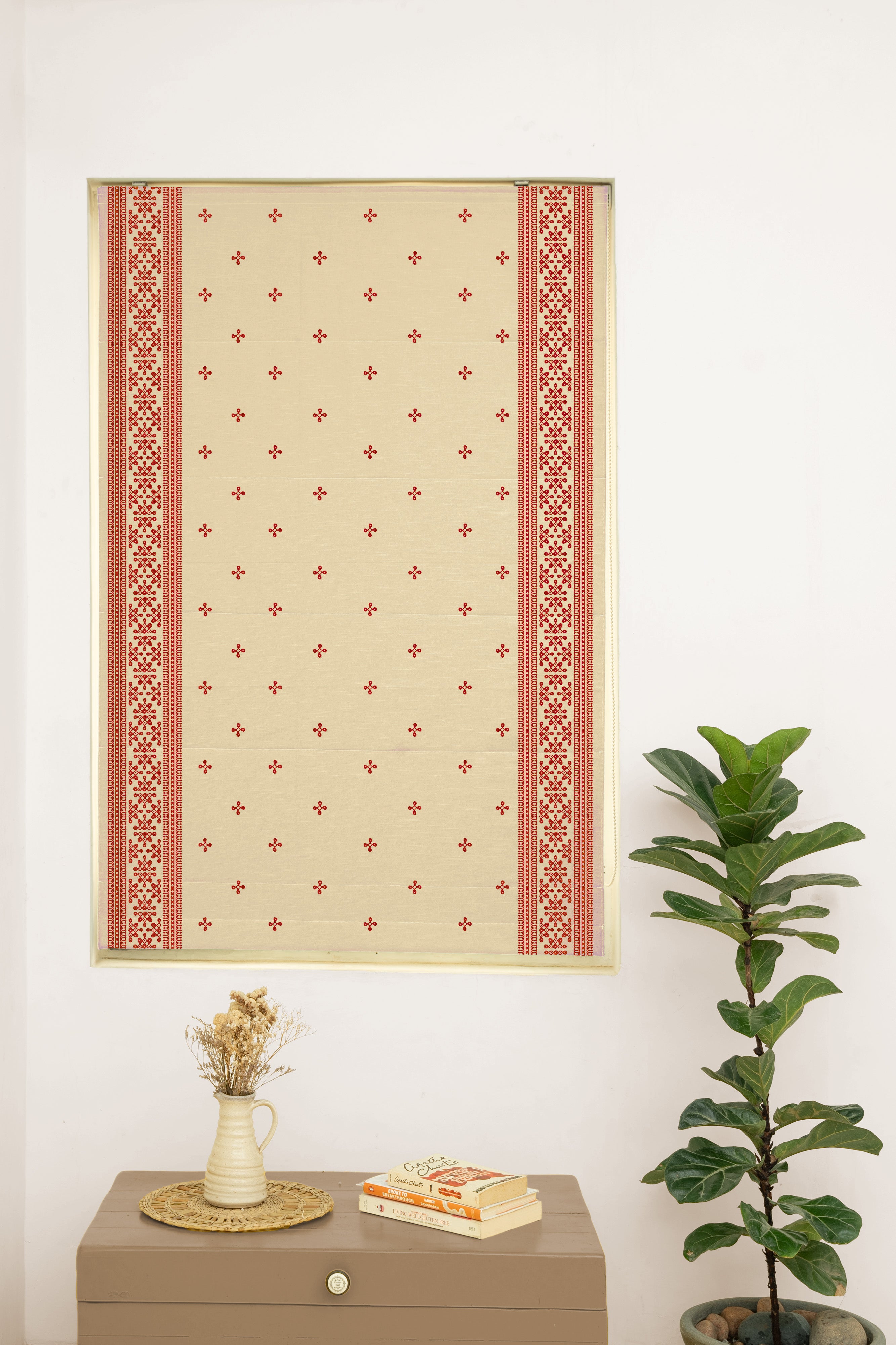 Kolam 100% Customizable Cotton floral blind for living room - Room darkening