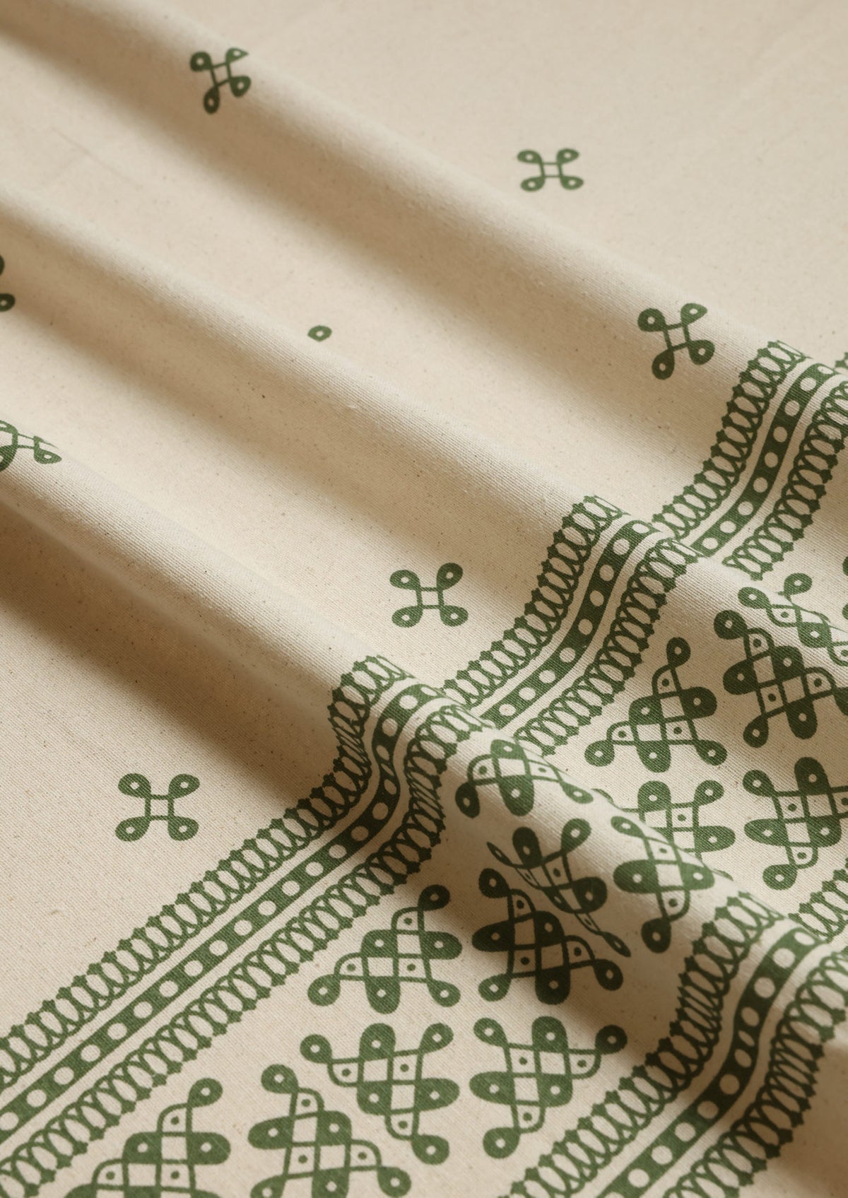 Kolam Pepper Green | 100% Cotton Printed | Light Reduction Fabric