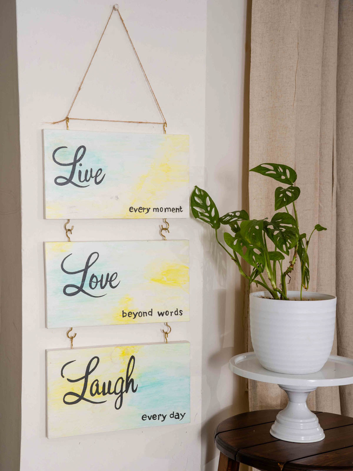 Water Colour Hand Written Trio Signage "Live Love Laugh"