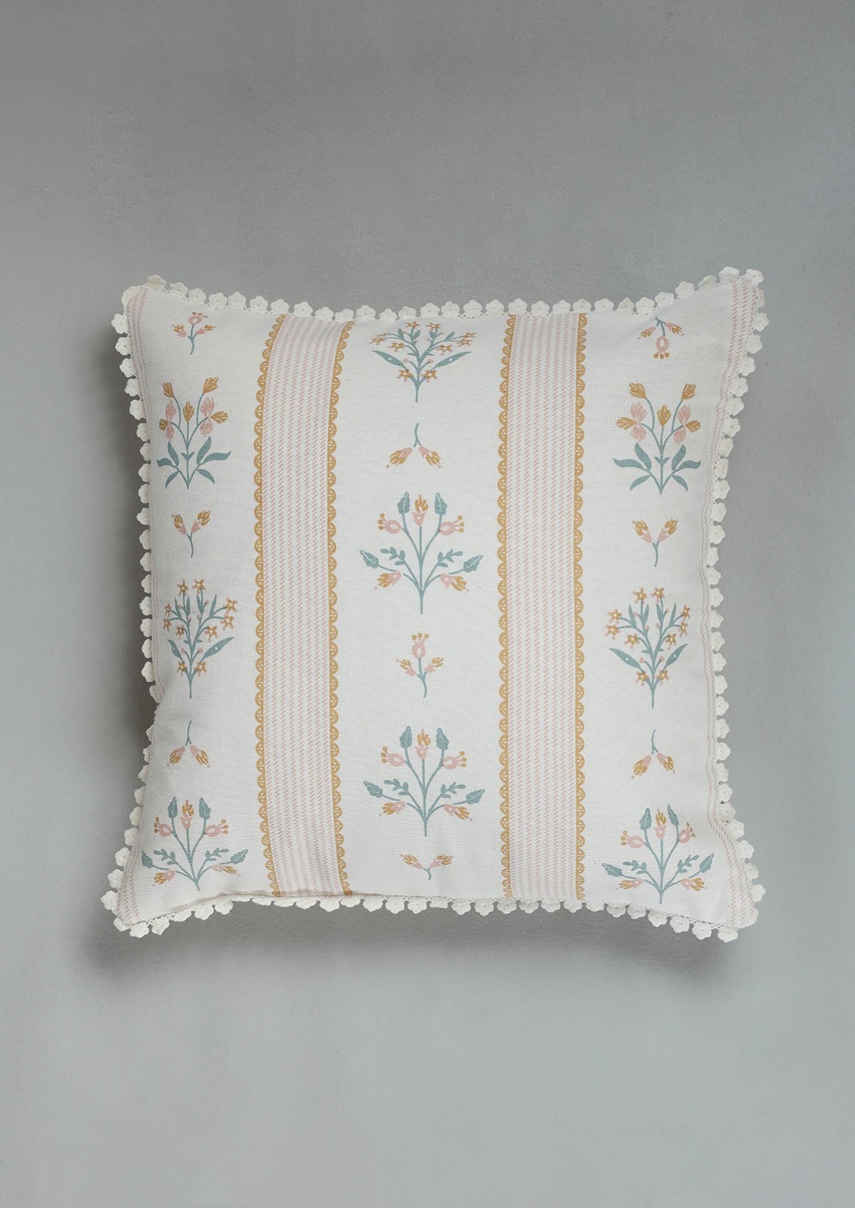 Lumi & Elora Printed Embroidered |100% Cotton Cushion Covers for Sofa | Pink | Pack of 2