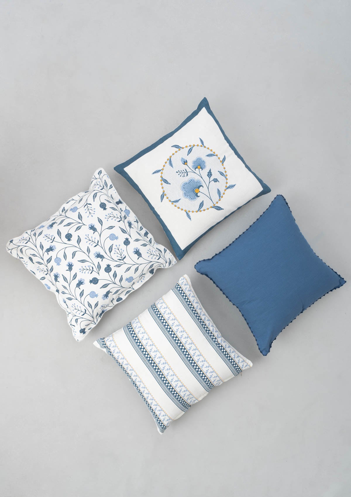 Mandalay Combo Set Of 4 Cotton Cushion Cover - Blue