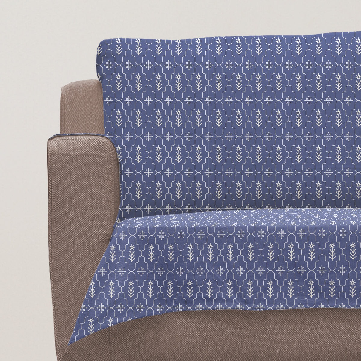 Meadows 100% Cotton floral Sofa cover - Blue