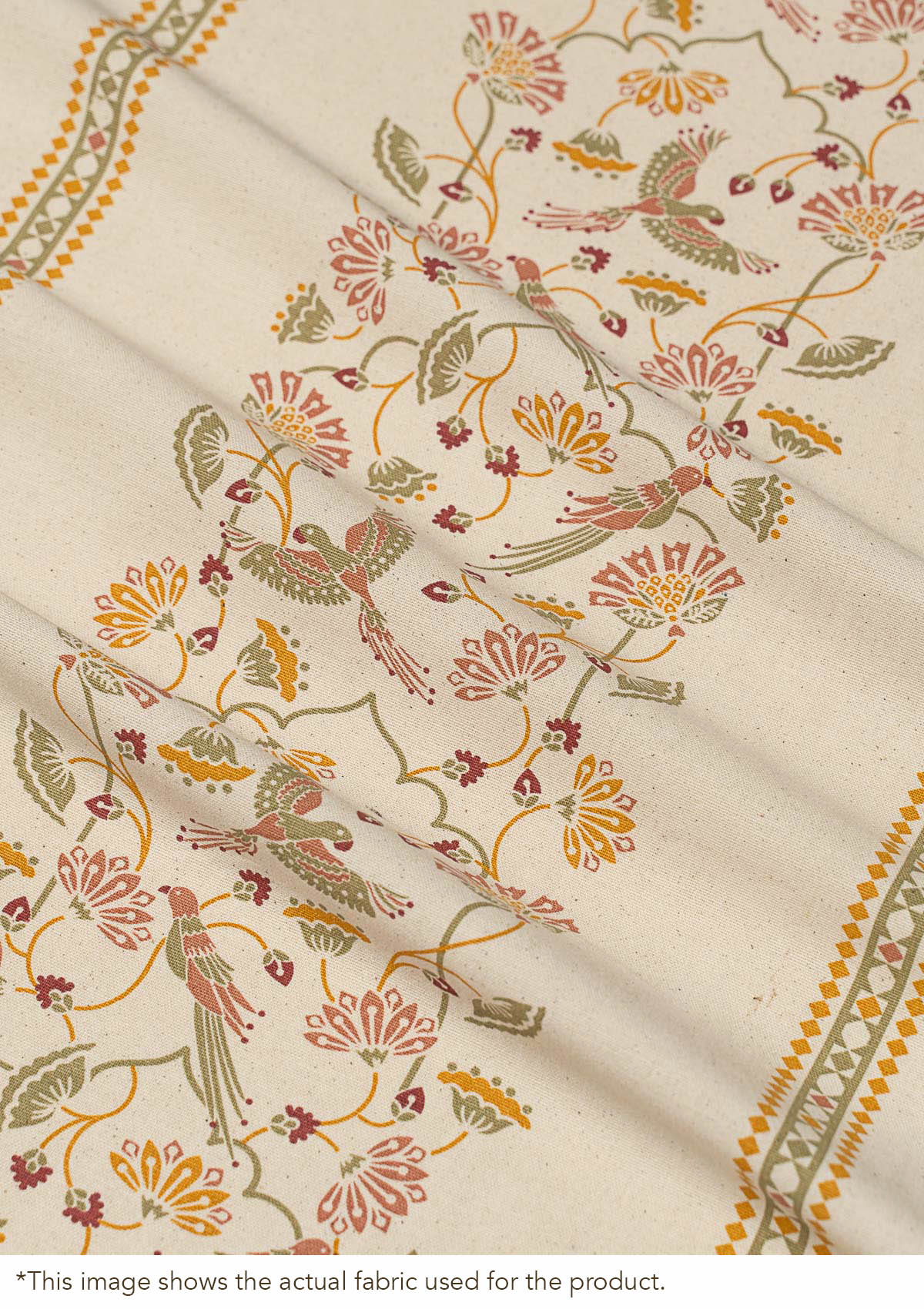 Meenakshi 100% Cotton Ethnic Printed Customizable blind for livingroom & Bedrooms-Light Reduction-Green and Pink