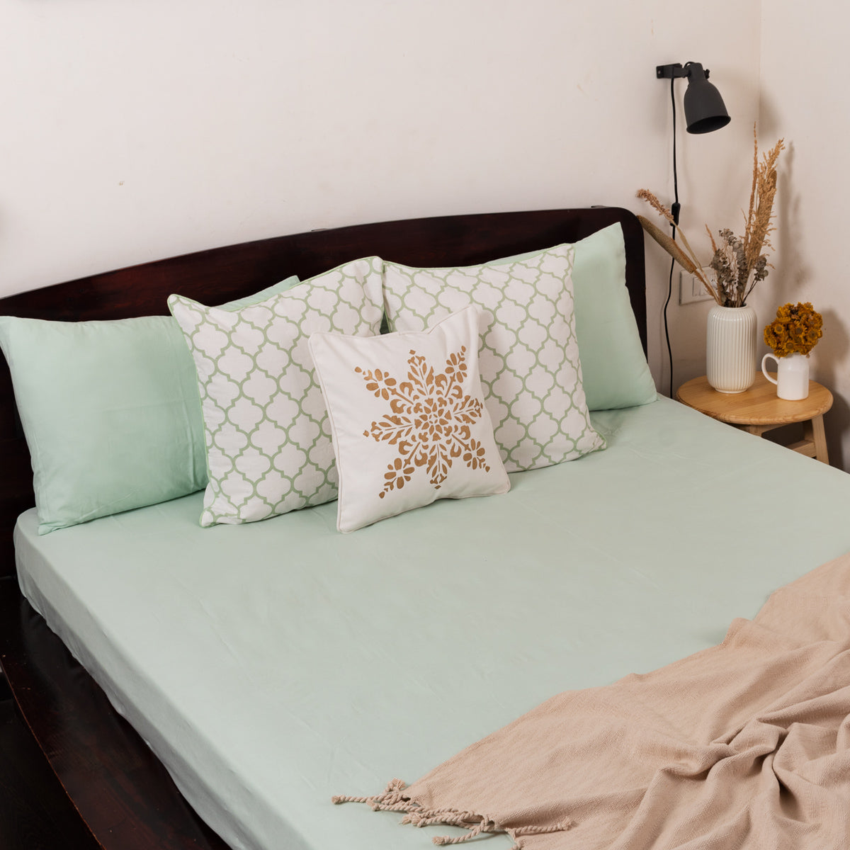 Solid Cotton Flat Sheet - Mint