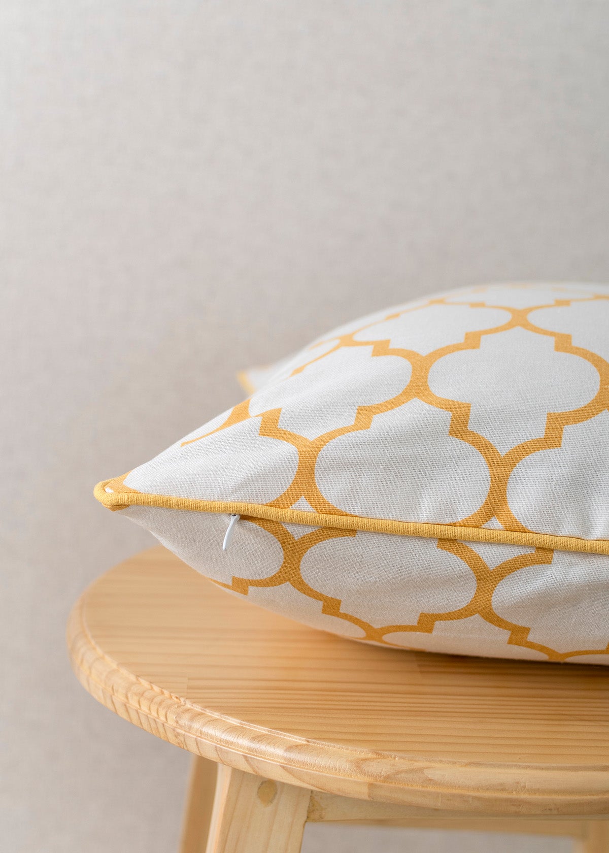 Trellis Printed Cotton Cushion Cover - Mustard