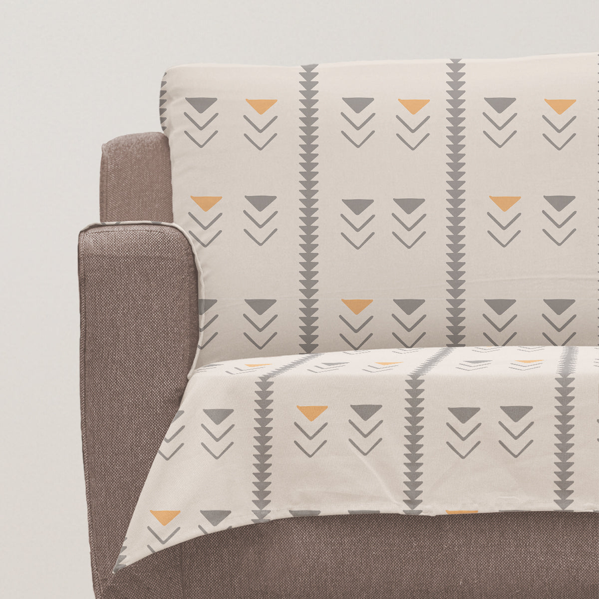 Mudline Printed 100% Cotton ethnic Sofa cover - Mustard